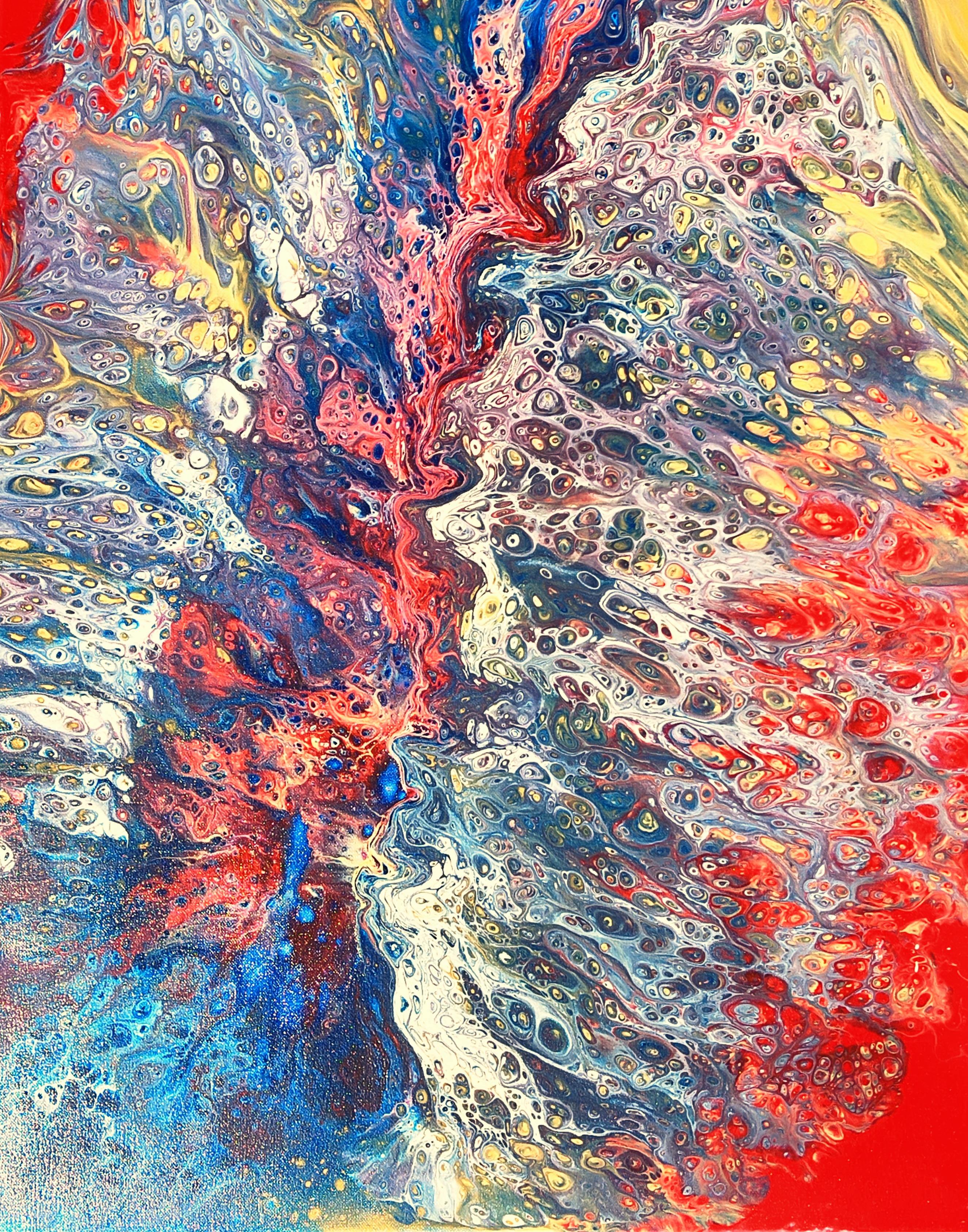 Crimson Current - pour painting by Chris Broussard